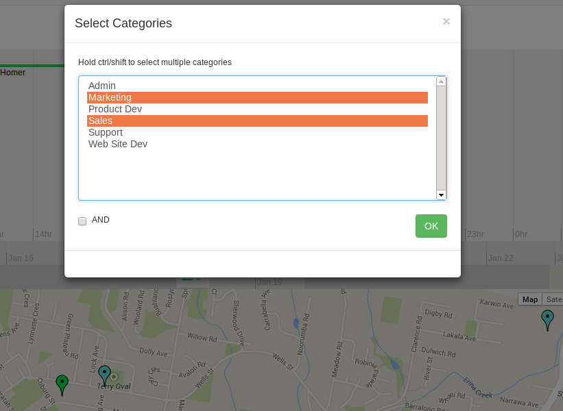 Timeline Categories Filter